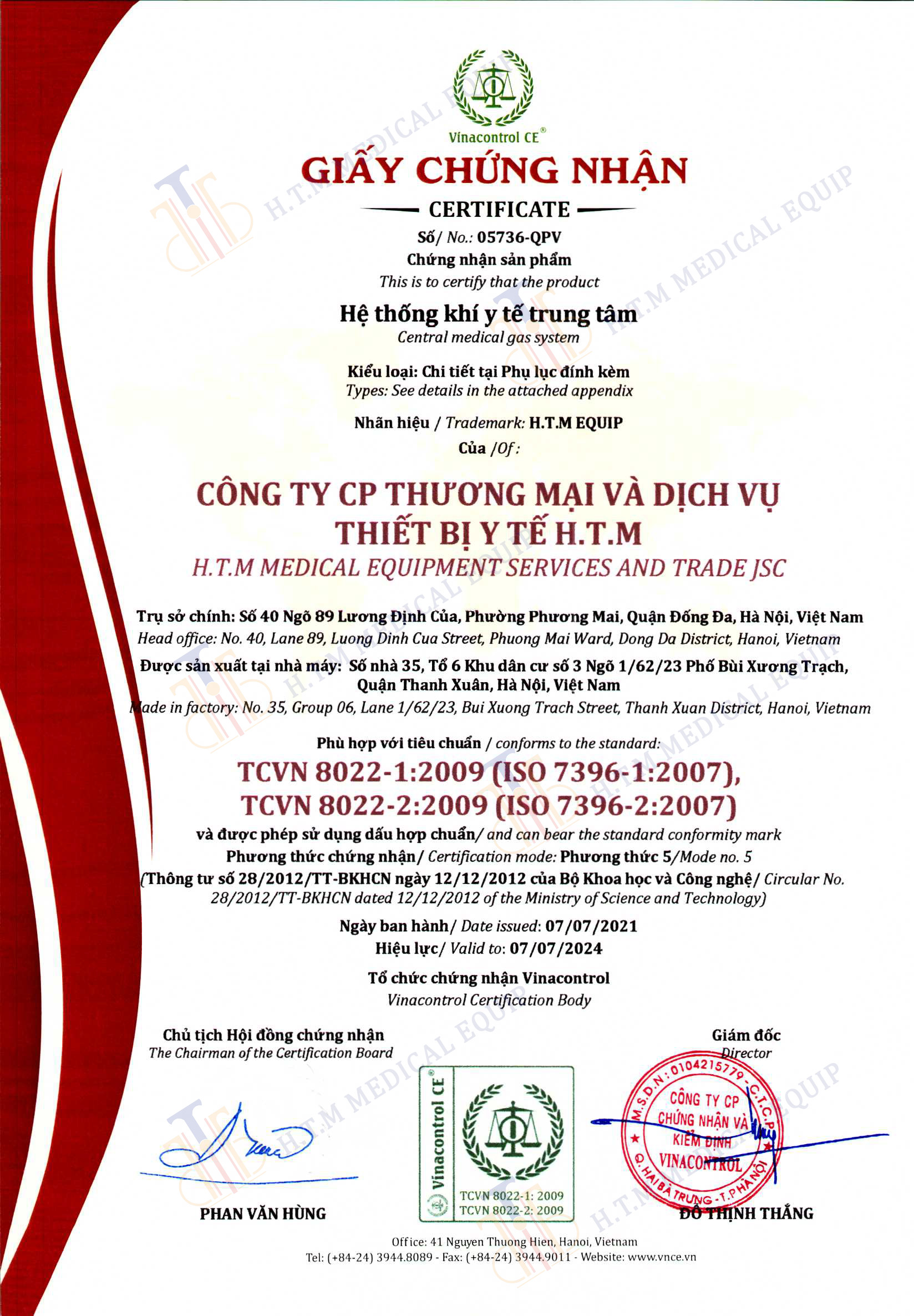 Chứng nhận TCVN 8022-1&2
